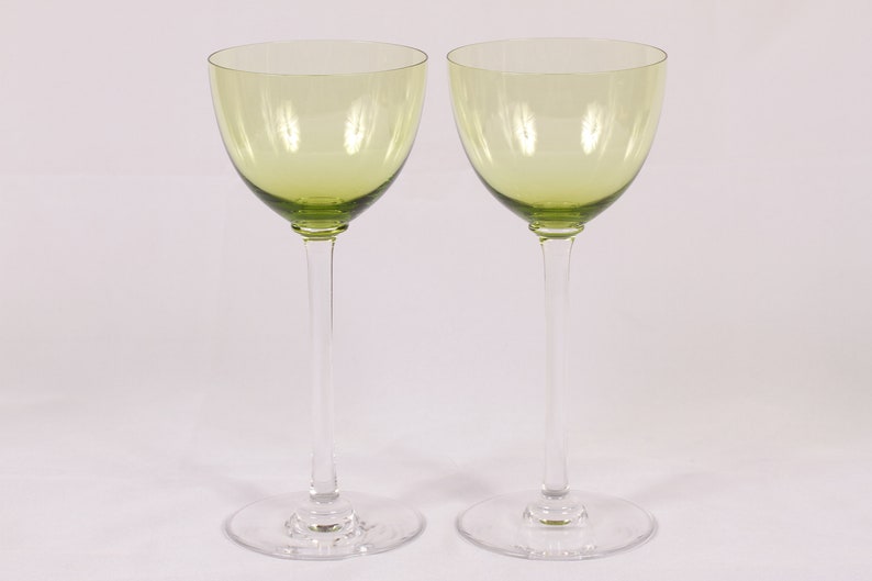 Baccarat Montaigne Pattern Chartreuse Rhine Wine Glasses Set of 2 Vintage Glass Collectible Dining Serving Entertaining Barware image 1