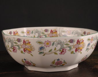 Minton Haddon Hall Floral Octagonal Serving Bowl - Vintage Ceramic Collectible Dining Serving Entertaining