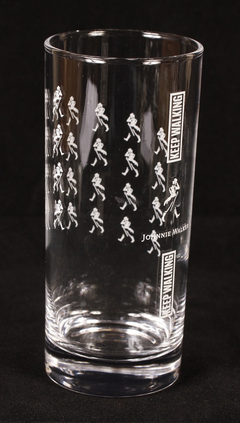 Johnnie Walker Scotch Whisky Keep Walking Tumblers Set of 2 Vintage Glass Collectible Barware Dining Serving Entertaining image 4