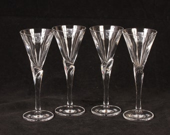 Luigi Bormioli Light & Music Tulip Stem Liqueur Glasses - Set of 4 - Vintage Glass Collectible Dining Serving Entertaining Barware