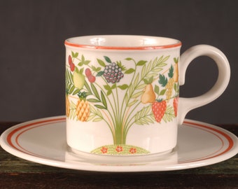 Villeroy & Boch Bon Appetit Flat Demitasse Cup and Saucer - Vintage Ceramic Collectible Dining Serving Entertaining