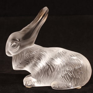 Lalique Cesar Rabbit Art Glass Sculpture - Vintage Glass Collectible Home Living Decor