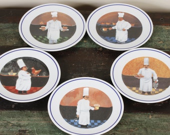 Williams Sonoma Guy Buffet Chef Series Collection Plates - Set of 5 - Vintage Ceramic Collectible Dining Serving Entertaining