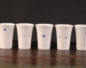 Nikko Poco A Poco White Cups - Set of 5 - Vintage Ceramic Collectible Dining Serving Entertaining