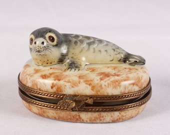 Limoges Seal Chamart France Trinket Box - Vintage Ceramic Collectible Home Living Decor