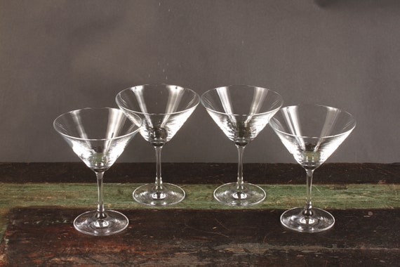 Short Stemmed Martini Glasses - Set of 4 - Vintage Glass Collectible Dining  Serving Entertaining