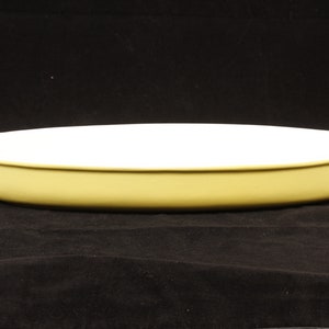 Descoware Yellow White Cast Iron Enamel Oval Baker Vintage Metal Collectible Dining Serving Entertaining image 1