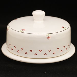 Italian Pottery White Covered Cheese Dish Vintage Ceramic Collectible Dining Serving Entertaining image 1