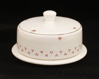 Italian Pottery White Covered Cheese Dish - Vintage Ceramic Collectible Dining Serving Entertaining