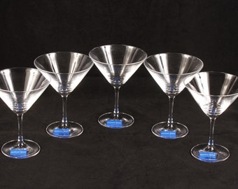 Oneida Schott Zwiesel Martini Glasses - Set of 5 - Vintage Glass Collectible Dining Serving Entertaining