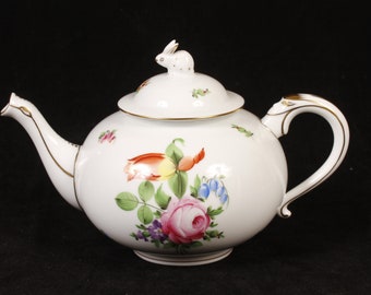 Herend #3404/BT Printemps Pattern Teapot - Vintage Ceramic Collectible Home Living Decor