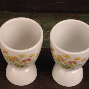 English Floral Double Egg Cups Set of 2 Vintage Ceramic Collectible Dining Serving Entertaining image 3