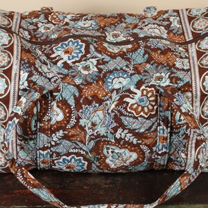 Vera Bradley Java Blue Extra Large Duffel Vintage Handbag Collectible Fabric Purse image 2