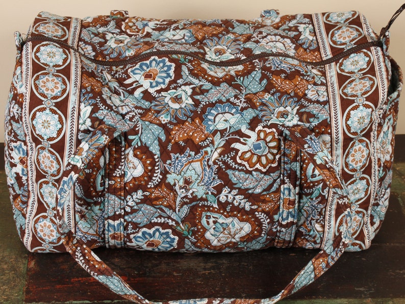 Vera Bradley Java Blue Extra Large Duffel Vintage Handbag Collectible Fabric Purse image 2