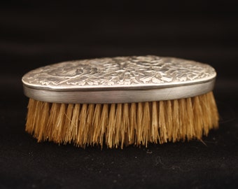 Antique Sterling Floral Design Brush - Vintage Grooming Hair Care Styling Bath Beauty