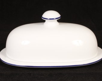 Dansk Christianshavn Blue Porcelain Covered Butter Dish - Vintage Ceramic Collectible Dining Serving Entertaining