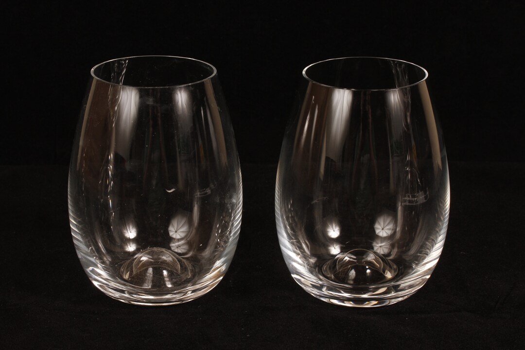 Dartington Stemless Wine Glasses Set of 2 Vintage Collectible Glassware