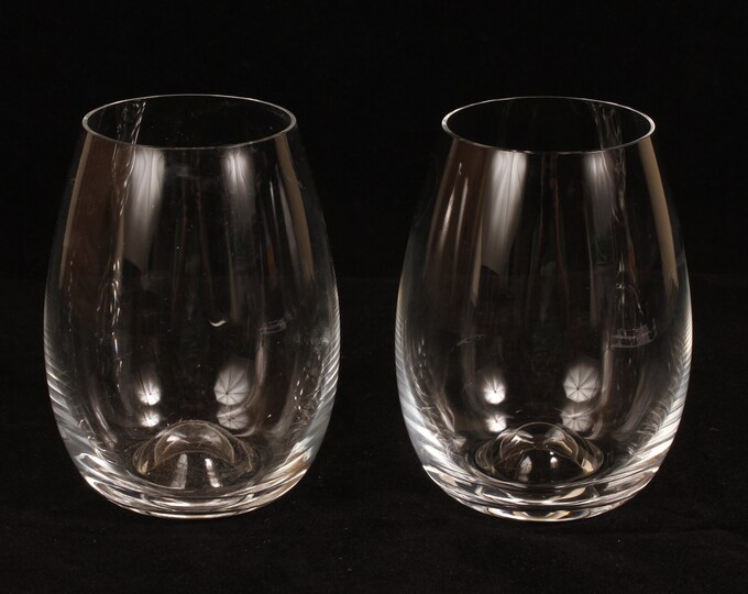 Dartington Stemless Wine Glasses Set of 2 Vintage Collectible Glassware