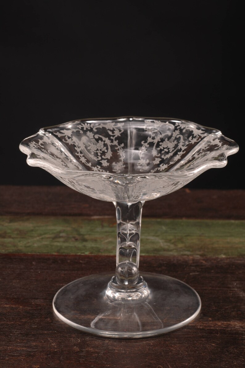 Fostoria Glass Navarre Pattern Tall Comport Footed Candy Dish Etsy