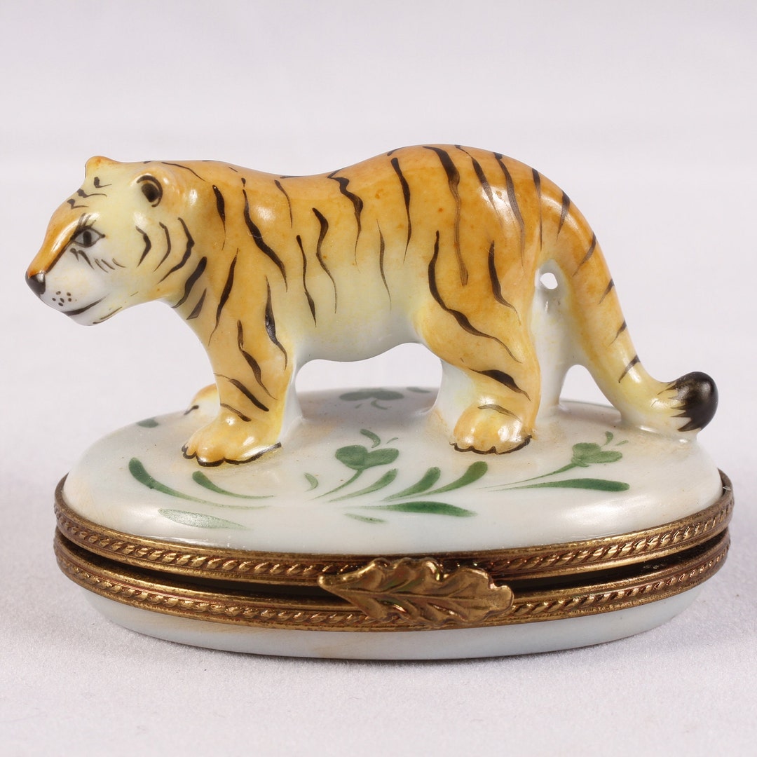 Limoges Tiger Chamart France Trinket Box Vintage Ceramic Etsy