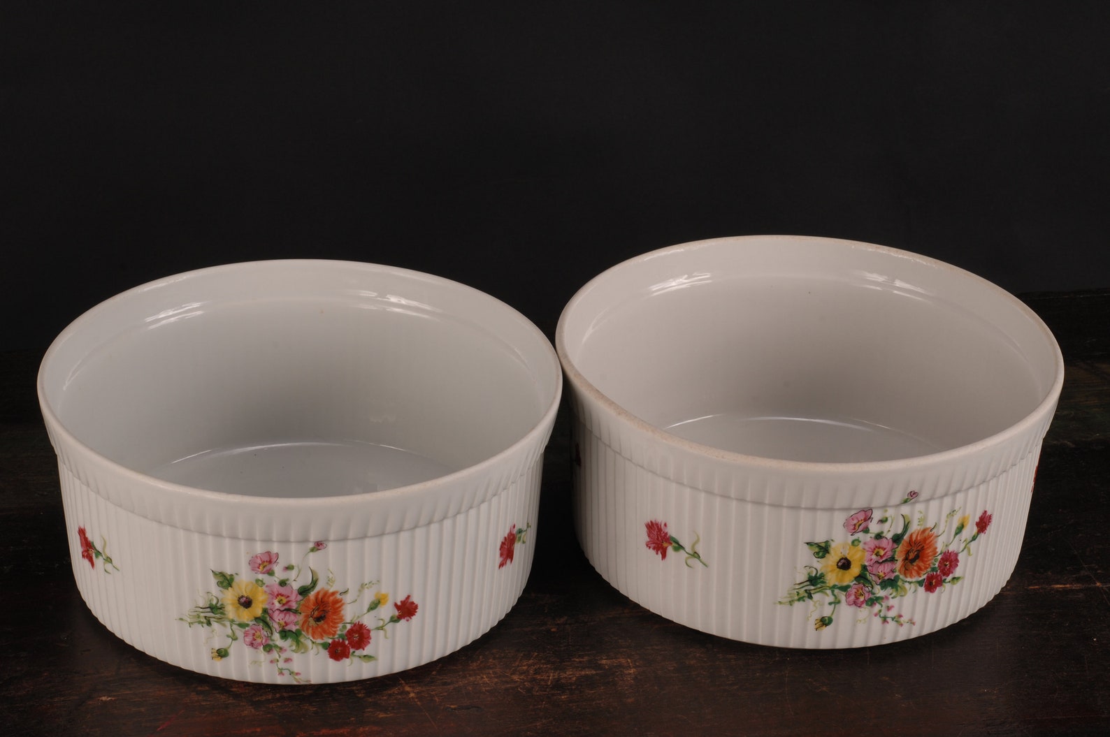 Apilco Floral Souffle Dishes Set of 2 Vintage Ceramic Etsy