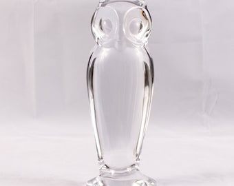 Sevres Crystal Owl Figurine - Vintage Glass Collectible Art Home Office Decor