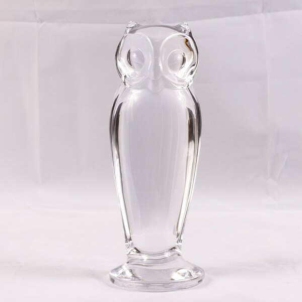 Figurine hibou en cristal de Sèvres - décoration de bureau à domicile d'art de collection en verre vintage