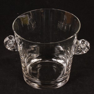 Tiffany Crystal Ice Glass Bucket Scroll Handles Vintage Glass Collectible Barware Dining Serving Entertaining image 4