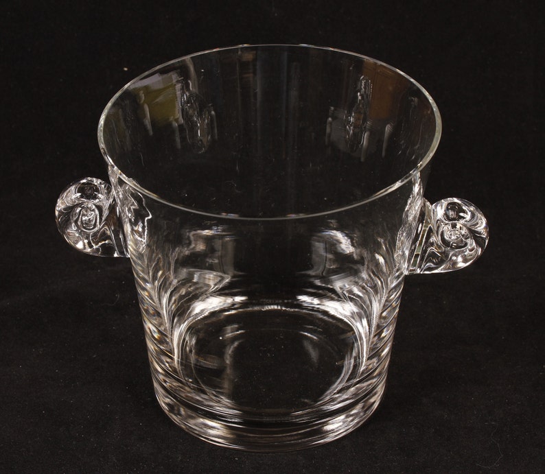 Tiffany Crystal Ice Glass Bucket Scroll Handles Vintage Glass Collectible Barware Dining Serving Entertaining image 4