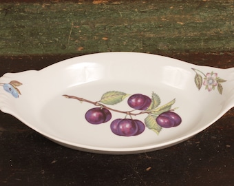 Bonne Cuisine Plum Oval Baker with Handles - Vintage Ceramic Collectible Dining Serving Entertaining