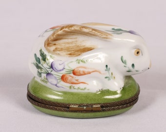 Limoges Rabbit Chamart France Trinket Box - Vintage Ceramic Collectible Home Living Decor