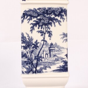 Madison Bay Company Blue Transferware Architectural Scenes Vase Vintage Ceramic Collectible Home Decor Living image 4