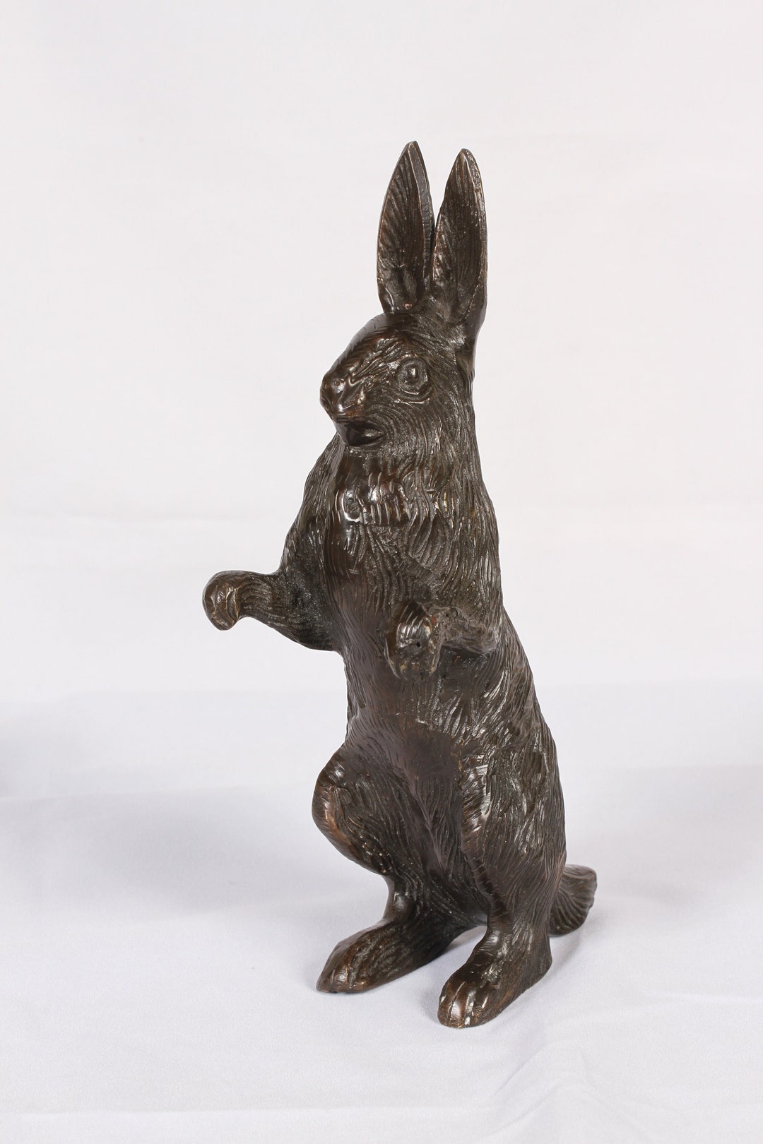 Rabbit Bronze Finish Cast Metal Figurine Door Stop Bookend - Vintage ...
