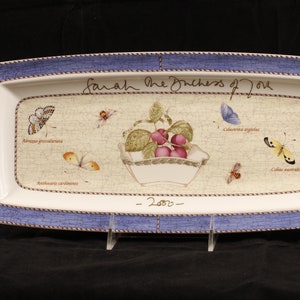 Wedgwood Sarah&#39;s Garden Rectangular Dish Signed Sarah Duchess of York - Vintage Ceramic Collectible Dining Serving Entertaining
