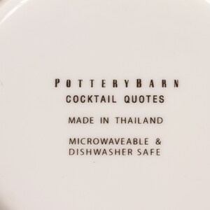 Pottery Barn Cocktail Quote Plates Set of 4 Vintage Ceramic Collectible Dining Serving Entertaining image 6