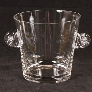 Tiffany Crystal Ice Glass Bucket Scroll Handles Vintage Glass Collectible Barware Dining Serving Entertaining image 1