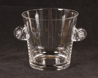 Tiffany Crystal Ice Glass Bucket Scroll Handles - Vintage Glass Collectible Barware Dining Serving Entertaining