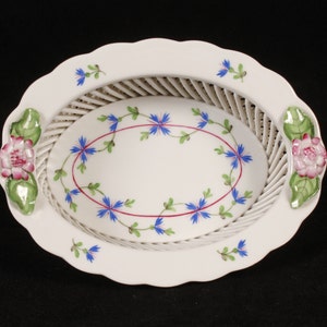 Herend Hungary 7379 Blue Garland Trinket Dish Vintage Ceramic Collectible Home Decor image 2