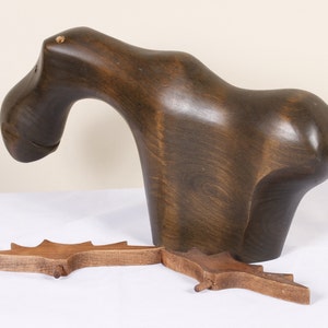 Hand Carved Moose Sculpture by Yoma LeBel Canadian Ebenisterie Vintage Animal Collectible Home Living Decor image 5