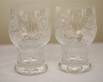 Helianthus by Anthropologie Drinking Glasses - Set of 2 - Vintage Glass Collectible Dining Serving Entertaining