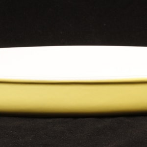 Descoware Yellow White Cast Iron Enamel Oval Baker Vintage Metal Collectible Dining Serving Entertaining image 2