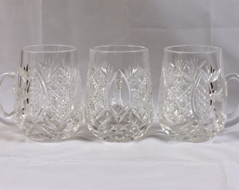 Waterford Crystal Tankards - Set of 3 - Vintage Glass Collectible Dining Serving Entertaining