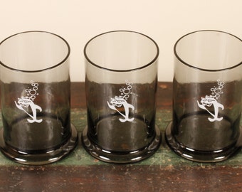 Starkist Charlie Tuna Highball Glasses - Set of 3 - Vintage Glass Collectible Dining Serving Entertaining