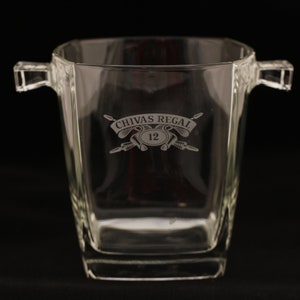 Etched Chivas Regal 12 Scotch Ice Glass Bucket Vintage Glass Collectible Barware Dining Serving Entertaining image 1