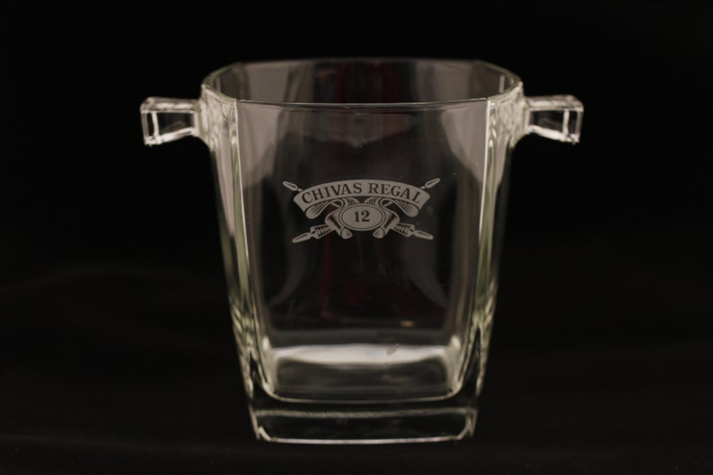 Etched Chivas Regal 12 Scotch Ice Glass Bucket Vintage Glass Collectible Barware Dining Serving Entertaining image 1