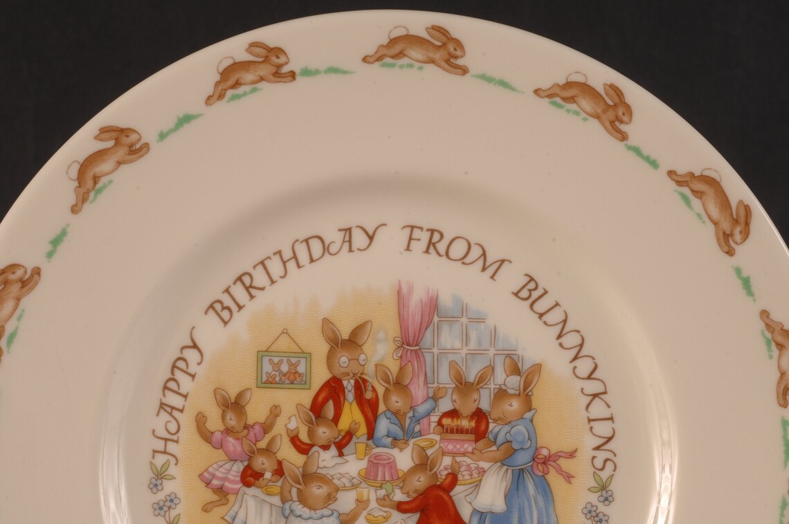 Royal Doulton Bunnykins Happy Birthday Plate Vintage Ceramic Etsy