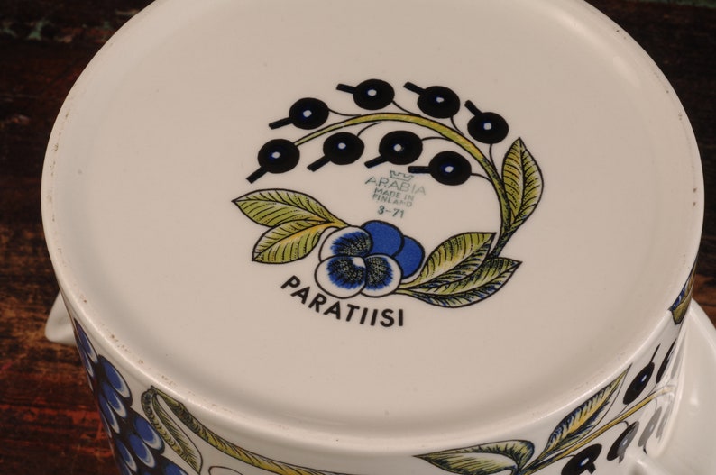 Arabia Paratiisi 1.5 Quart Covered Casserole Vintage Ceramic Collectible Cookware Dining Serving image 9