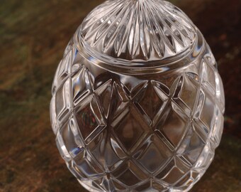 Waterford Cut Crystal Egg Paperweight Handcooler - Vintage Glass Collectible Art Office Home Decor