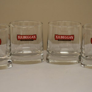 Kilbeggan Oval Irish Whiskey Glasses Set of 4 Vintage Glass Collectible Barware Drinkware Entertaining image 1