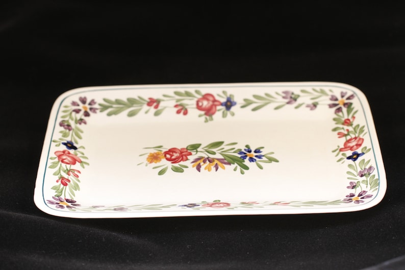 Sarreguemines Rusticana Floral Small Rectangular Platter Vintage Ceramic Collectible Home Living Decor image 1